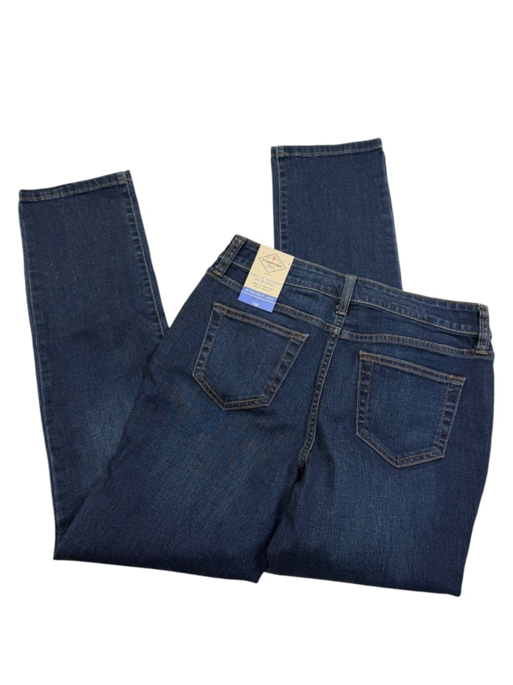 St. John's Bay Straight Leg Jeans 6 Petite Mid Rise Stretch Dark Wash NWT - Picture 4 of 11